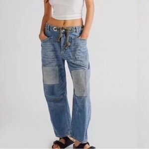 Free People Moxie patch barrel jeans